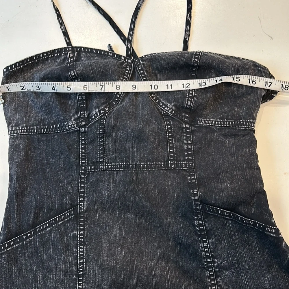 Nwt FREE PEOPLE Sz 12LUANNA DENIM MIDI DRESS IN WASHED BLACK_6